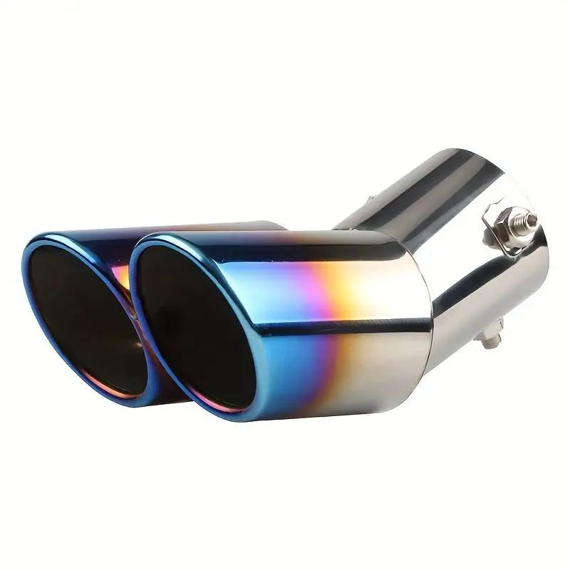Car General One Out Two Grilled Blue Tail Throat Double Pipe Tail Pipe Muffler Stainless Steel Exhaust Pipe Modification Supplie