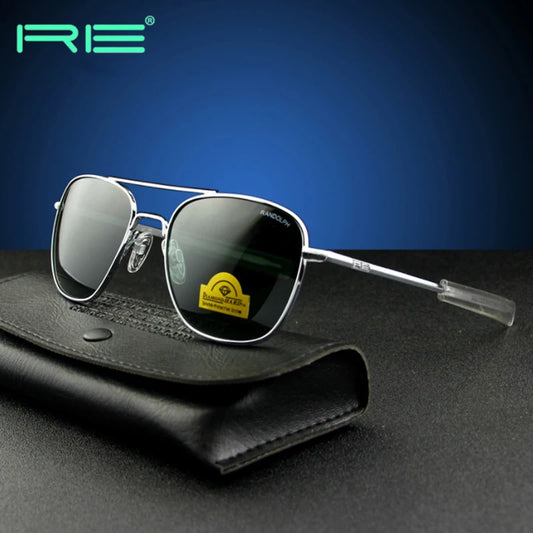 Pilot RE Sunglasses Men Top Quality Sun Glasses For Male American Army Military Glass Lens Lens Oculos