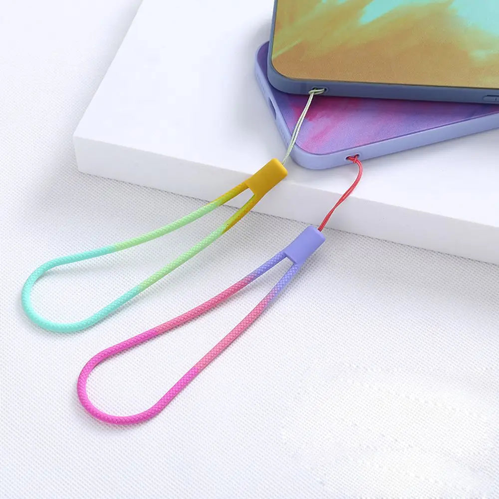Anti Lost Key Straps Hand Strap Short Rope Phone Hanging Rope Mobile Phone Strap Watercolor Woven Pattern Wrist Hand Strap