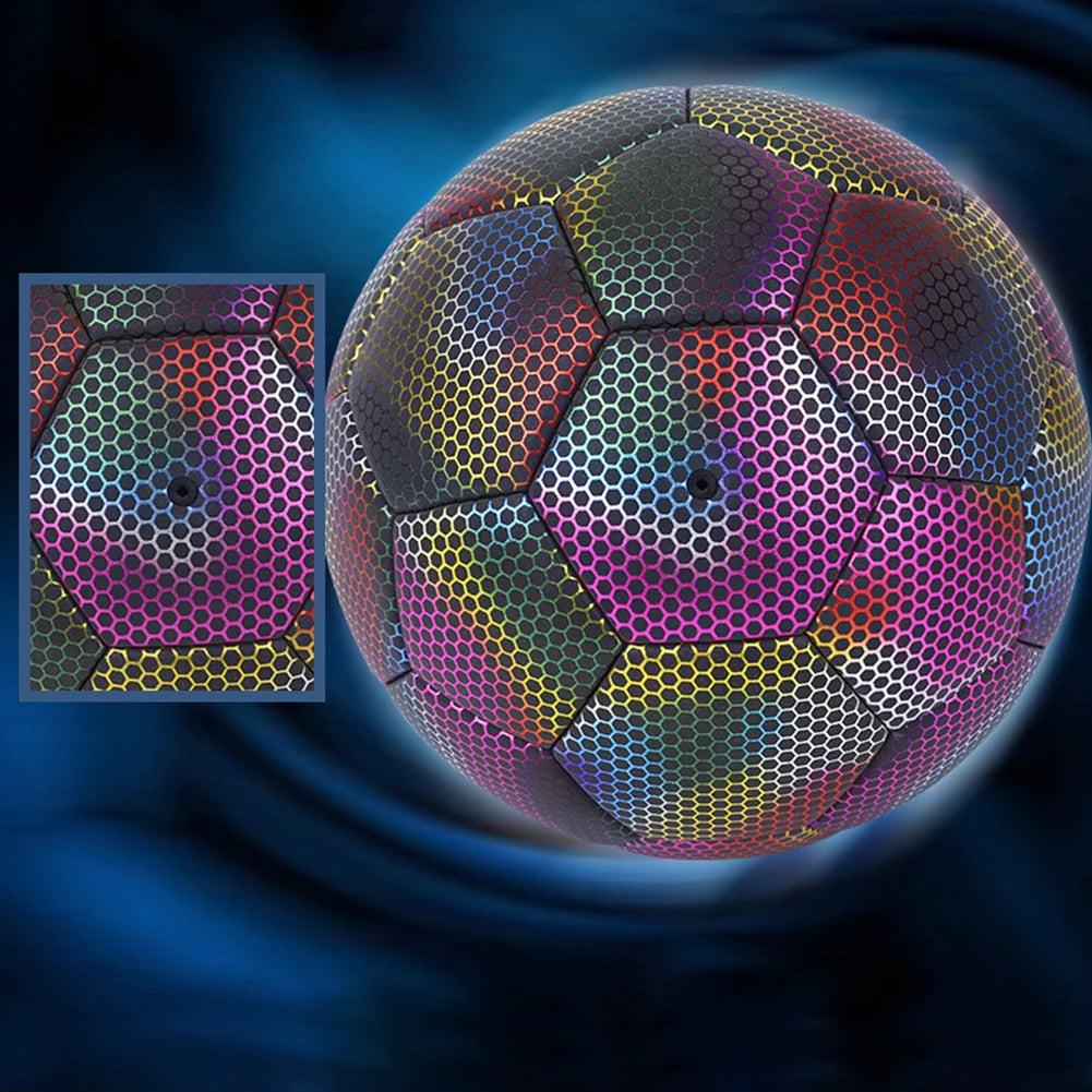 Luminous Glowing Soccer Ball Size 5 Soccer Ball Reflective Standard Holographic Sports Entertainment Practice Training Equipment