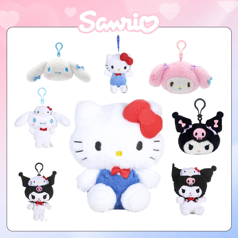 Sanrio Hello Kitty Melody Kuromi Cinnamoroll Plush Toy Backpack Pendant Cartoon & Cute Doll keyring Children's Toy Birthday Gift