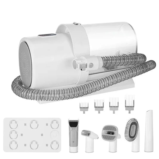 5-in-1 Dog Grooming Vacuum Kit Strong Pet Hair Removal Professional Clippers 6 Guide Combs Pet Grooming Tools for Dogs Cats
