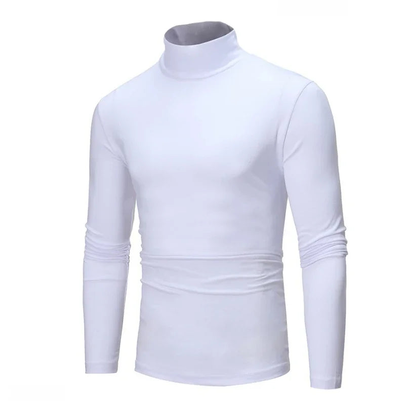 Spring Autumn Thin Men Pullovers Sweaters Turtleneck Knitted Sweater for Men Cotton Clothing Male Sweaters Full Black White Tops