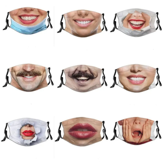 Facial Expression 3D Three-dimensional Mask Personality Printed Funny Printed Mask Cotton Imitation Party Cosplay Mask Gifts