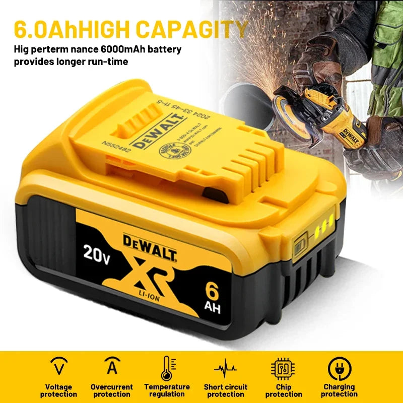 Original DEWALT 20V battery, 6AH, rechargeable lithium-ion battery, DEWALT charger, DCB115, DCB118, DEWALT20V-60V tool battery