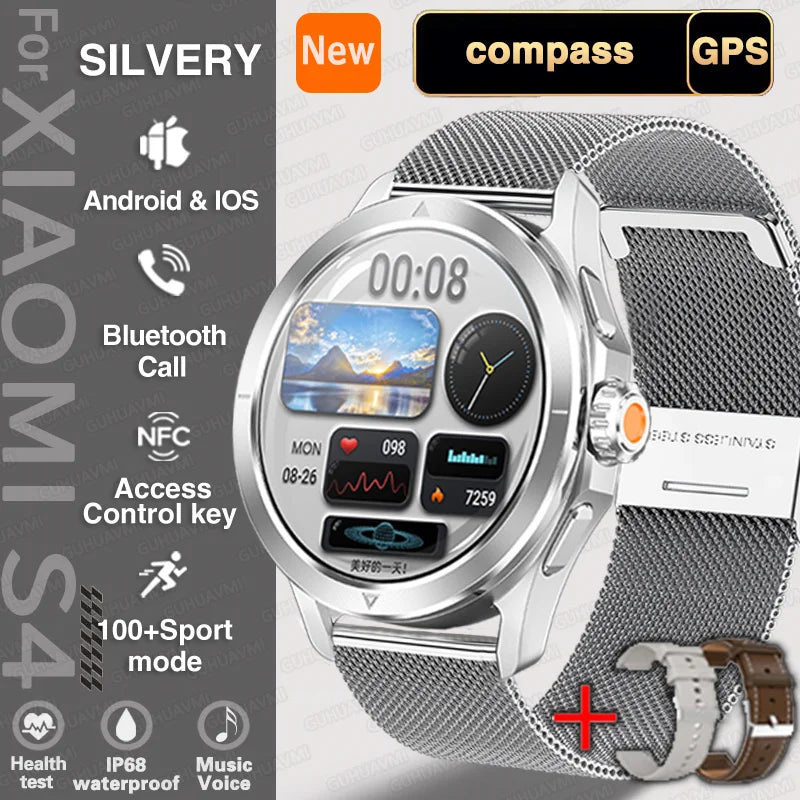 New For Xiaomi S4 Ultra Outdoor Sport Men HD AMOLED Display GPS Track Altimeter Heart Rate Bluetooth Call Waterproof Smart Watch