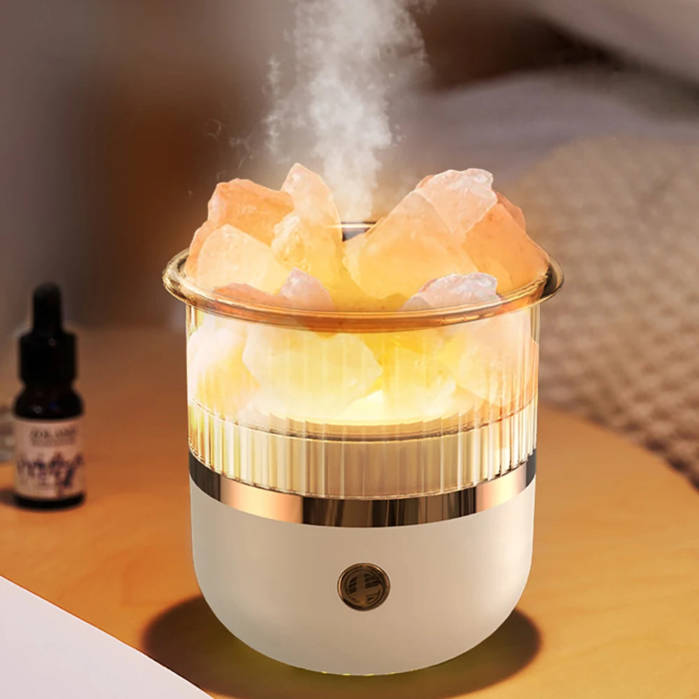 Himalaya Salt Crystal Ultrasonic Air Humidifier With LED Light Electric Essential Oil Diffuser Aromatherapy Aroma Diffuser