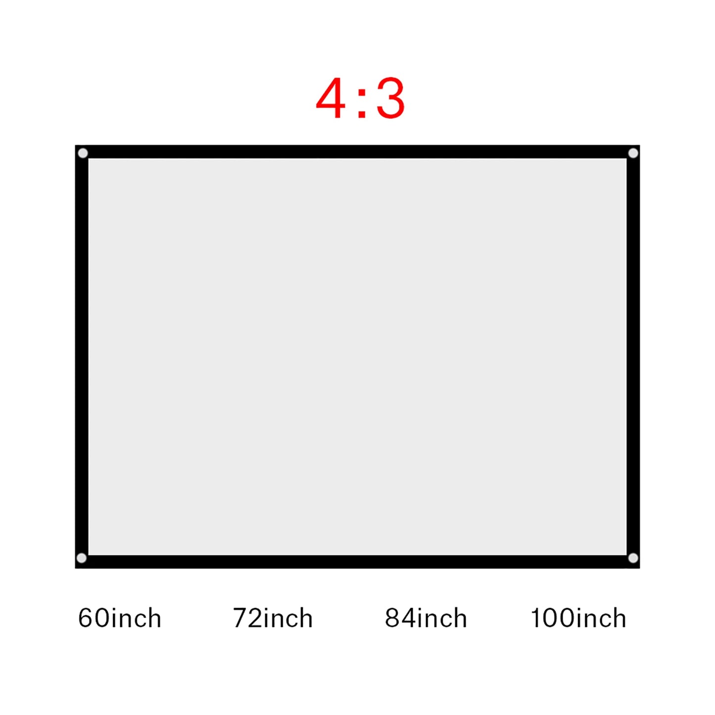Projector Screen Diagonal 60100 Inch Portable Foldable Noncrease White Projector Curtain Projection Screen 4:3 TW