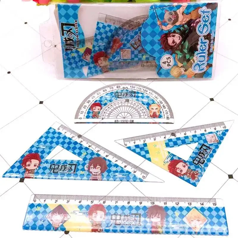 4Pcs/Set Anime Ruler Drawing Measurement Geometry Triangle Ruler Set gifts
