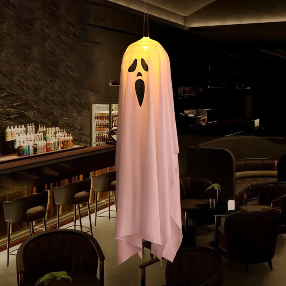1-3PCS Halloween LED Hanging Fabric Ghost Light Spooky Ghost Decoration Waterproof Glowing White Ghost Decor for For Lawn Yard
