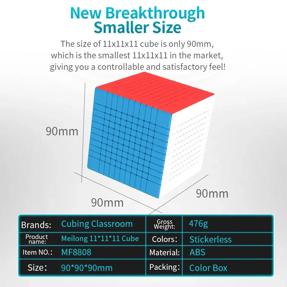 MoYu MFJS MeiLong 11 11x11Magic Speed Cube Stickerless Professional Fidget Toys Meilong 11x11 Cubo Magico Puzzle