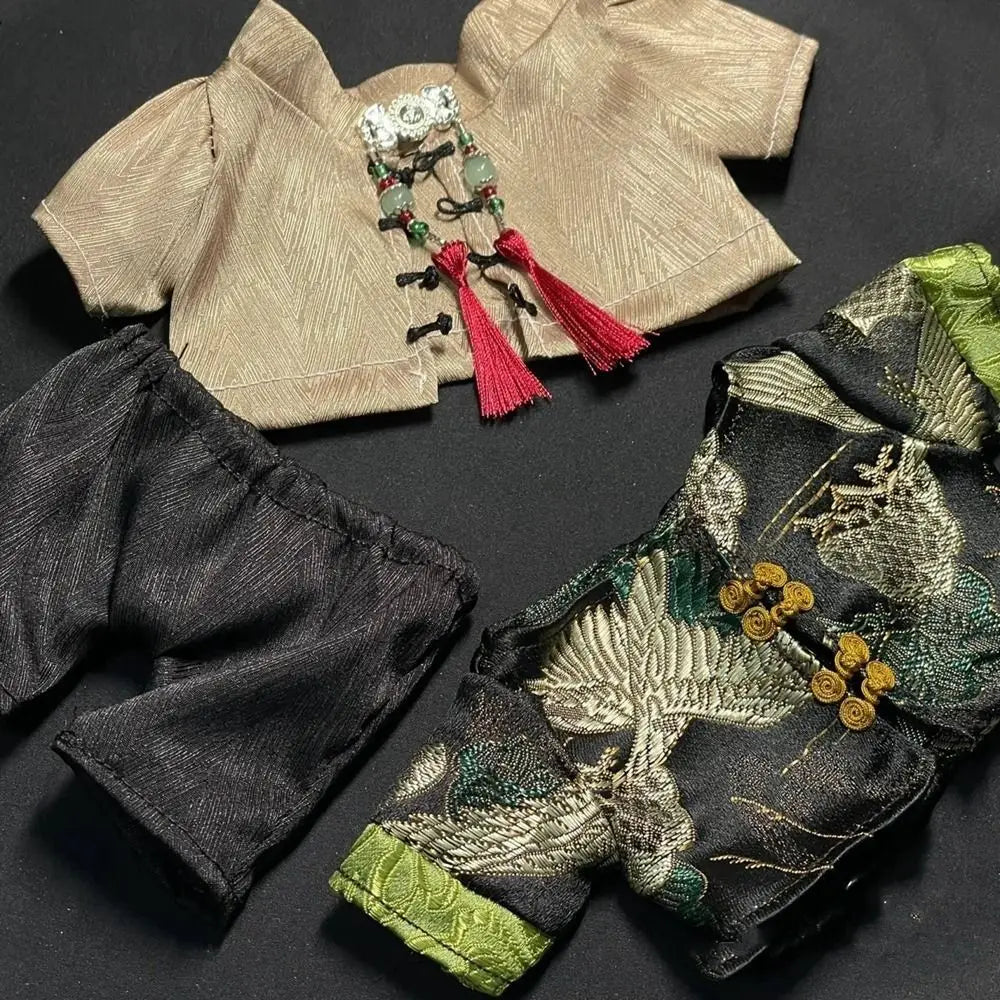 20CM Doll Clothes Ancient Costume Suit Chinese Style Tops T-shirt Coat Vest Pants Set Cotton Plush Toys Clothing Accessories