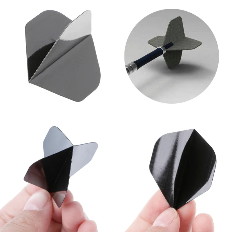 30Pcs PET Dart Flights High Quality Simple Pure Black Darts Accessories Replaceable Dart Wing