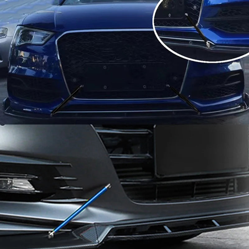 1 Pair Universal JDM Adjustable Car Front Frame Bumper Lip Protector Rod Support Bars Decor Lip Rod Splitter Strut Tie Bar Kits