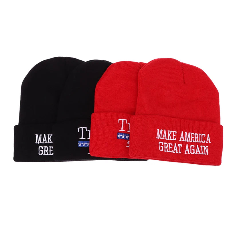 Donald Trump 2024 Campaign American Flag Knitted Hat Women's Men's Skullies Beanies Winter Hat Warm Melon Cap