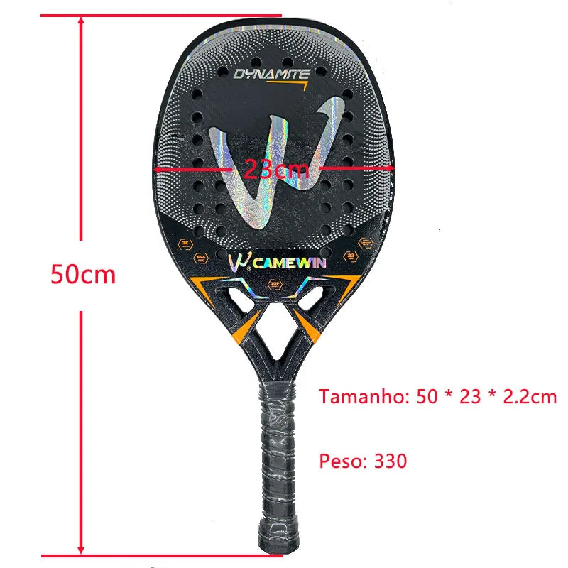 3k Camewin Beach Tennis Racket Adult Professional Carbon Frame Feminino 2024 New With Bag Two Overgrips 1 wristbrand