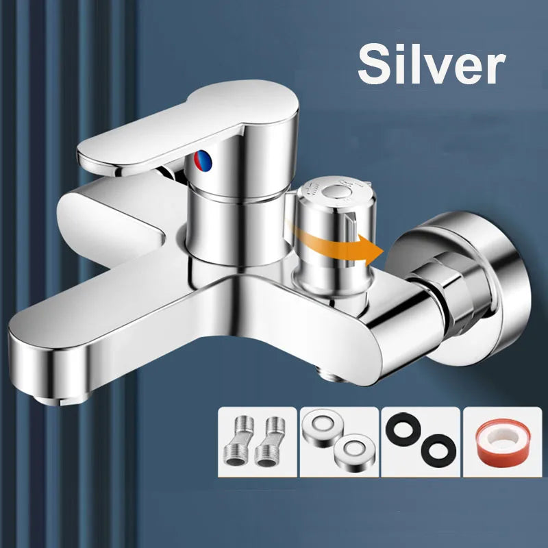 Black/Silver Bathroom Shower Faucet Mixing Valve Shower Shower Set Bathtub Mixing Switch Triple Hot and Cold Faucet