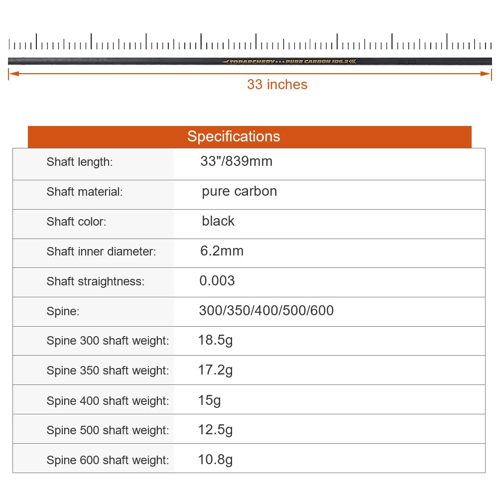 Archery Pure Carbon Arrow Shaft Spine 300 350 400 500 600 ID 6.2 mm Recurve Bow and Arrows Hunting Shooting 6PCS/12PCS