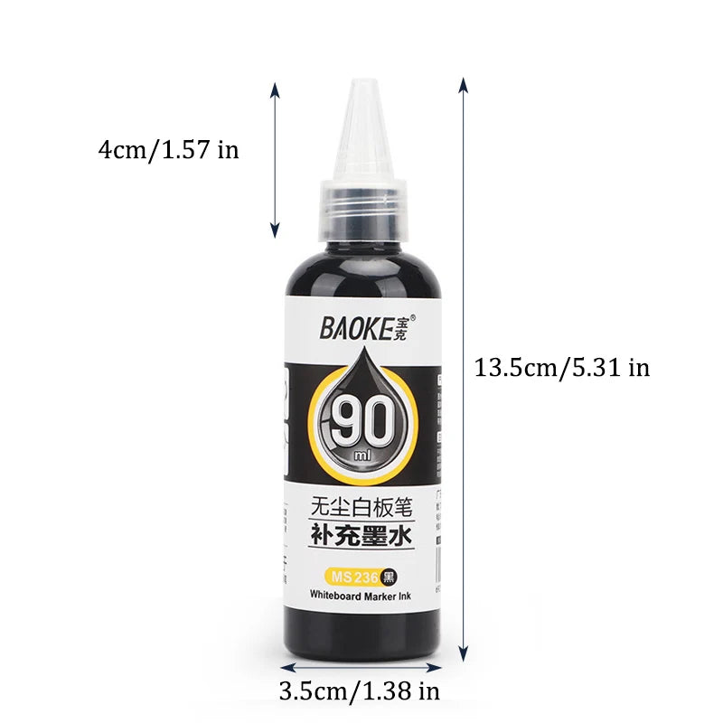 1 Box 90ml Whiteboard Marker Ink Refill Fluids Red Blue Black Colors Compatible with All Erasable Whiteboard Markers