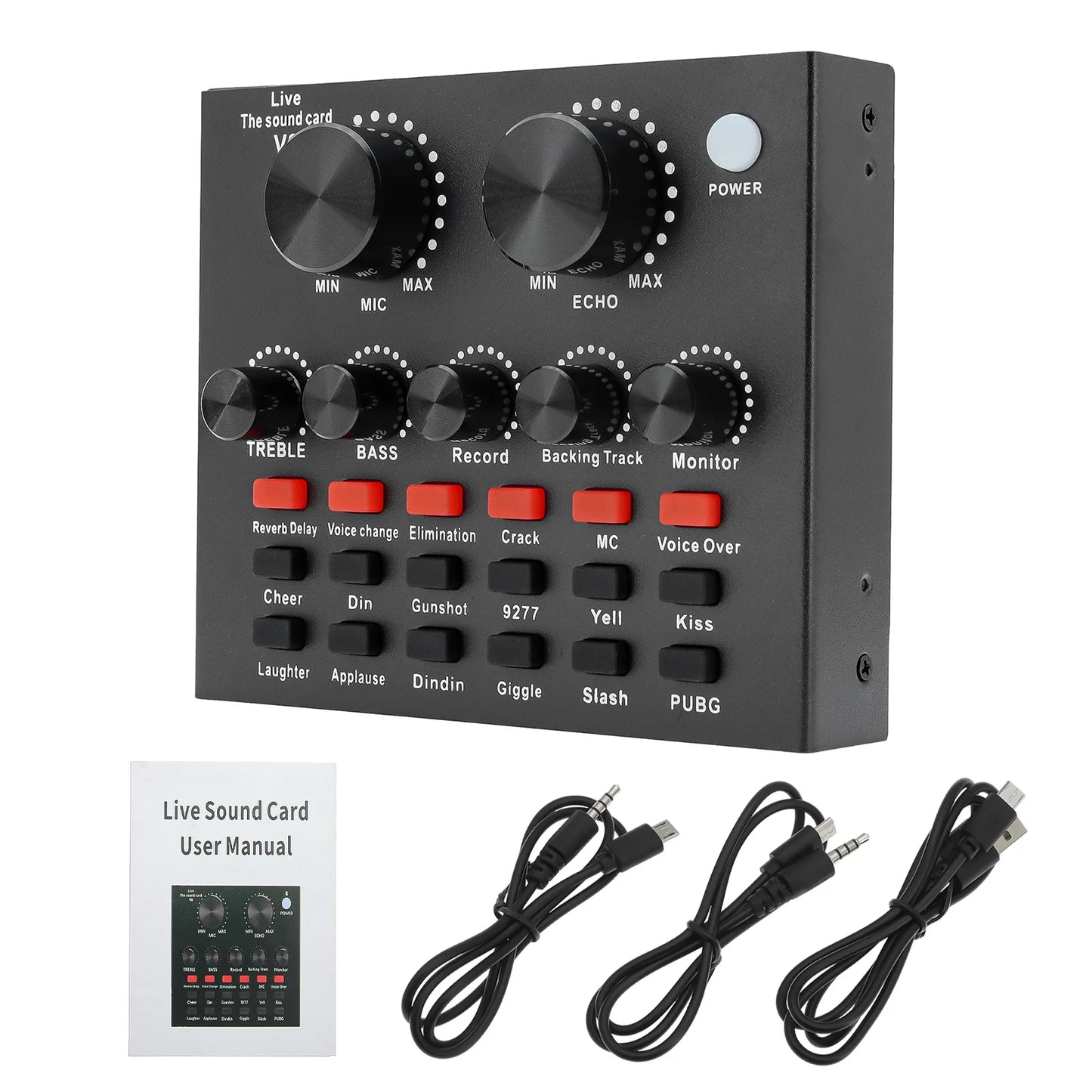 V8 Sound Card Voice Change Live Streaming Singing Karaoke Headset Live External Sound Card Record For Mobile Home KTV Computer