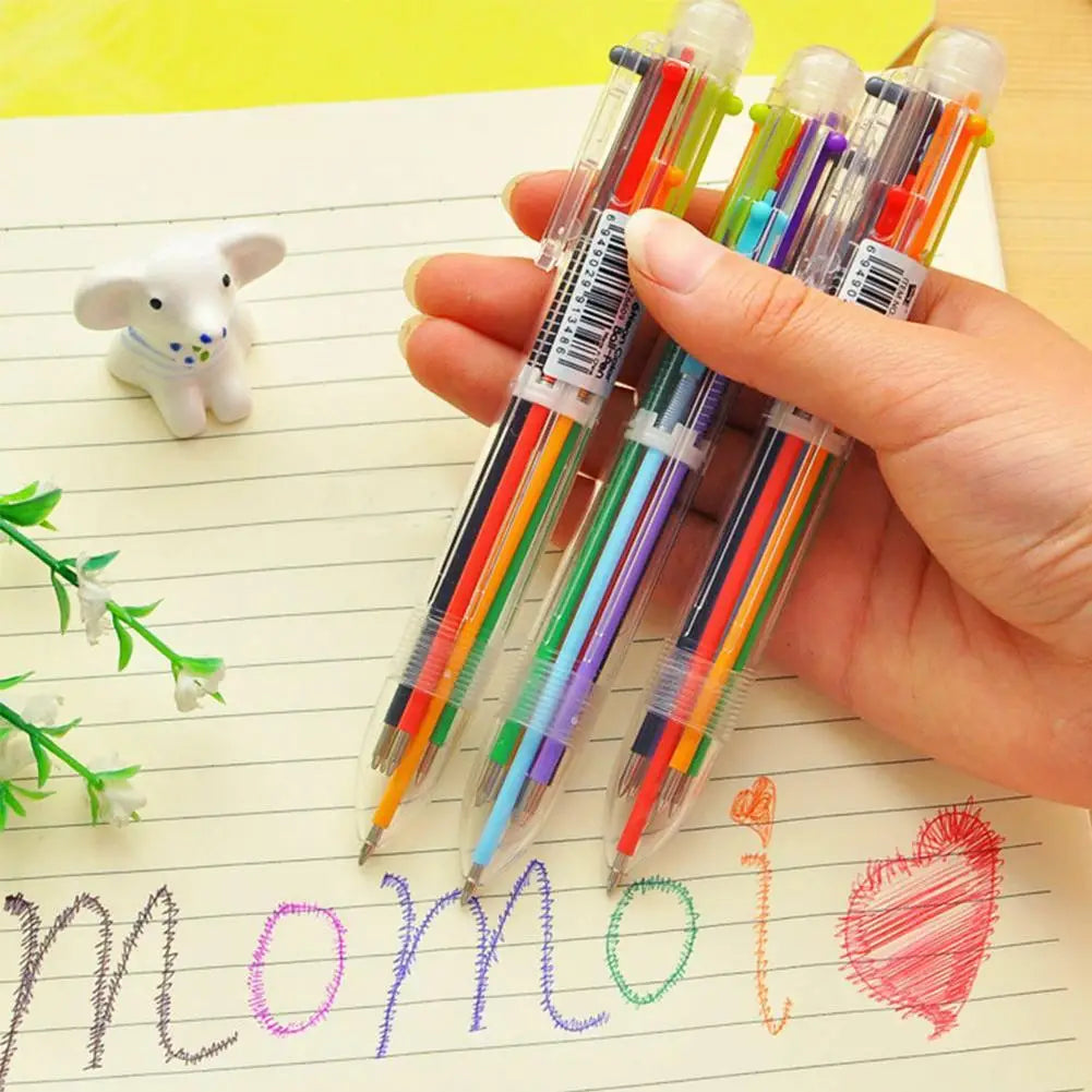 Brand New Product Creative Transparent 6-color Ballpoint Pen Different 6 Colors In 1 Ballpoint Pen High Quality Innovative